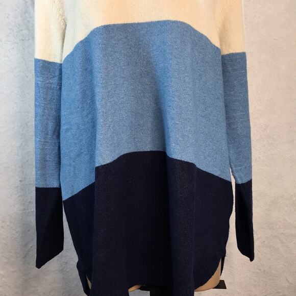 NWT St John's Bay Long Sweater with Cowl Neck Blue & Cream Color Women's Size 1X - Picture 4 of 15